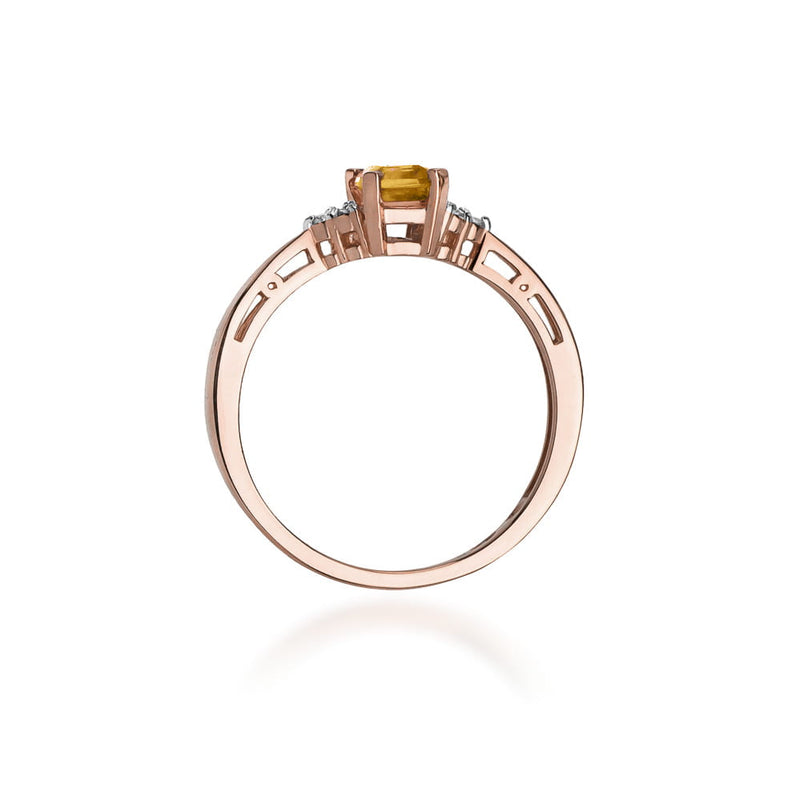 Inel Aur 14K cu Citrin 0.60 ct si Diamante Naturale 0.03 ct, imaginea 10 din 10