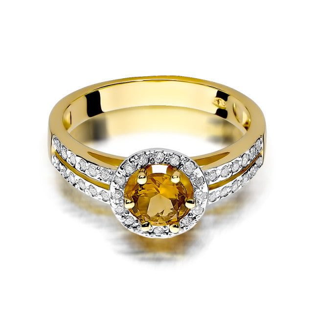 Inel Aur 14K cu Citrin 0.50 ct si Diamante Naturale 0.20 ct, imaginea 2 din 11
