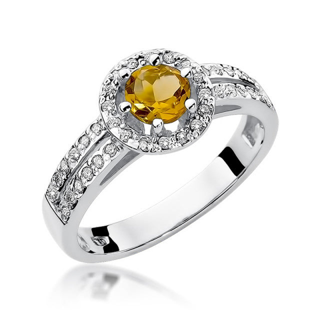 Inel Aur 14K cu Citrin 0.50 ct si Diamante Naturale 0.20 ct, imaginea 5 din 11
