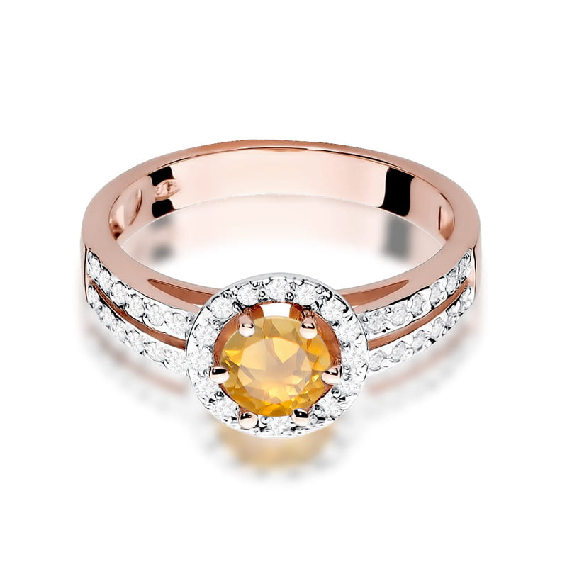 Inel Aur 14K cu Citrin 0.50 ct si Diamante Naturale 0.20 ct, imaginea 9 din 11