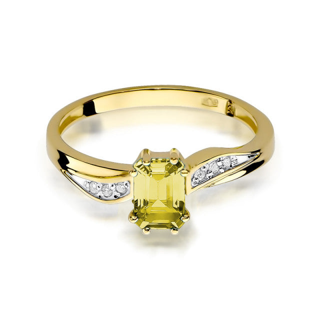 Inel Aur 14K cu Citrin 0.60 ct si Diamante Naturale 0.03 ct, imaginea 2 din 11