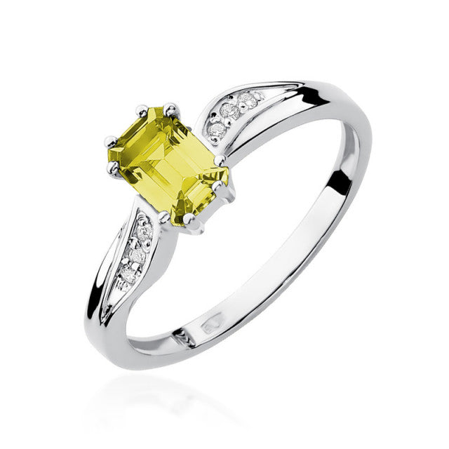 Inel Aur 14K cu Citrin 0.60 ct si Diamante Naturale 0.03 ct, imaginea 4 din 11