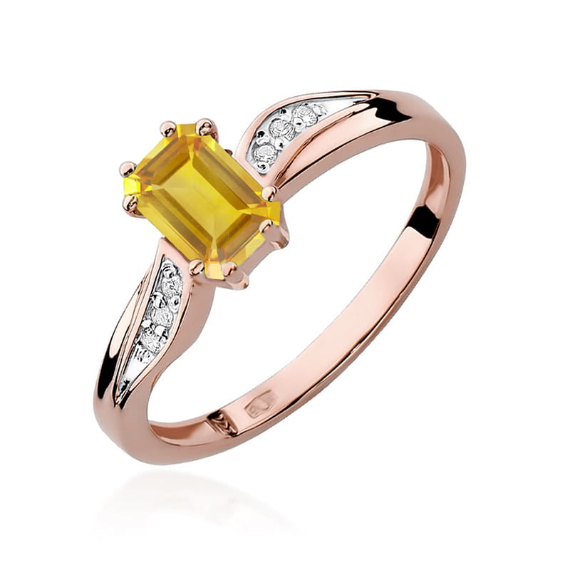 Inel Aur 14K cu Citrin 0.60 ct si Diamante Naturale 0.03 ct, imaginea 8 din 11