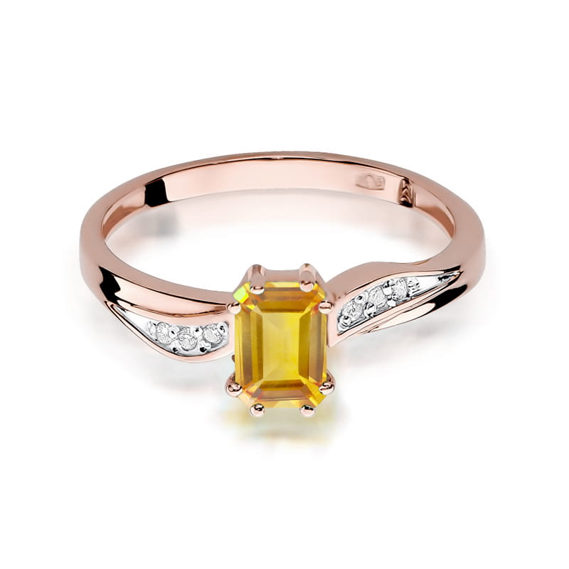 Inel Aur 14K cu Citrin 0.60 ct si Diamante Naturale 0.03 ct, imaginea 9 din 11