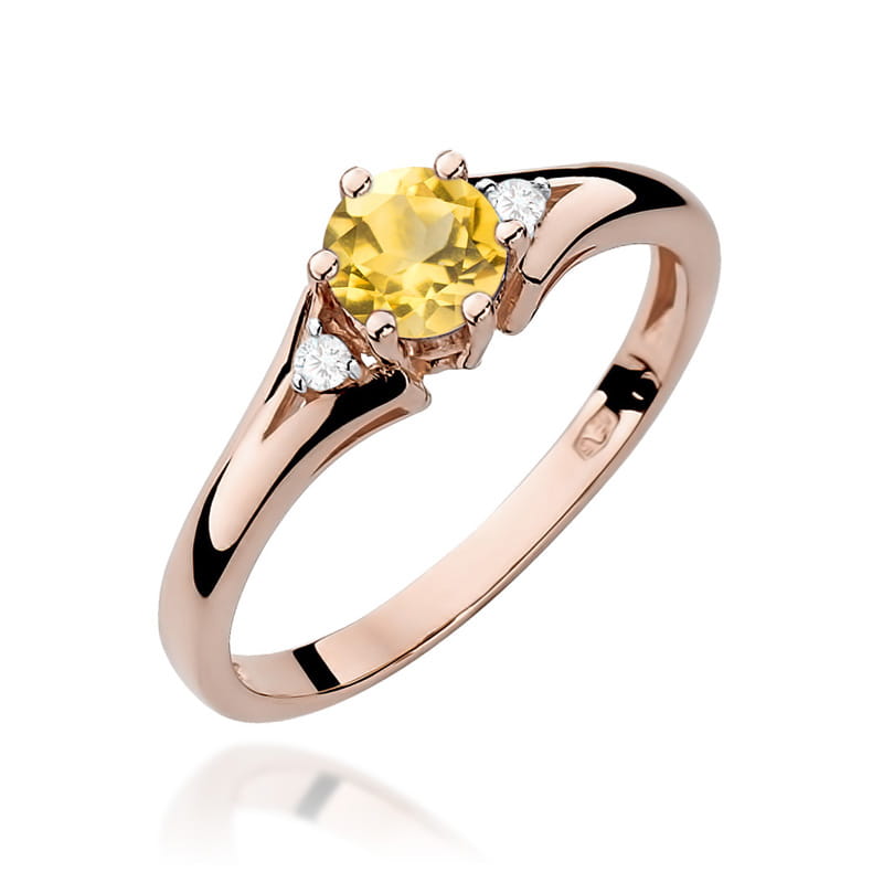 Inel Aur 14K cu Citrin 0.50 ct si Diamante Naturale 0.03 ct, imaginea 8 din 11