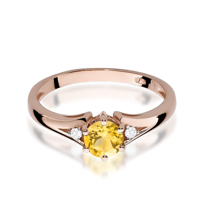 Inel Aur 14K cu Citrin 0.50 ct si Diamante Naturale 0.03 ct, imaginea 9 din 11