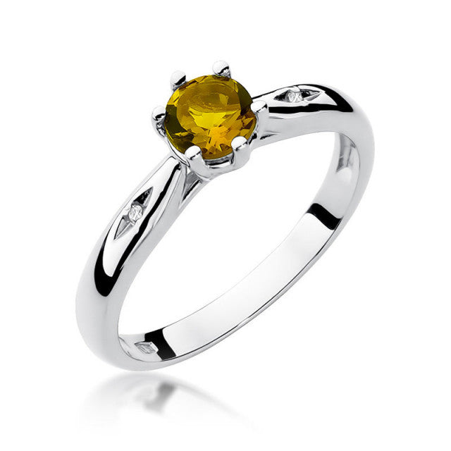 Inel Aur 14K cu Citrin 0.50 ct si Diamante Naturale 0.01 ct, imaginea 4 din 11