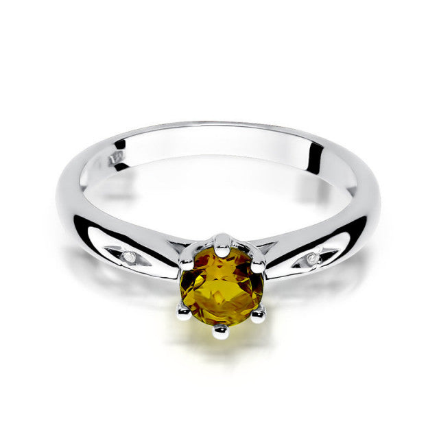 Inel Aur 14K cu Citrin 0.50 ct si Diamante Naturale 0.01 ct, imaginea 5 din 11