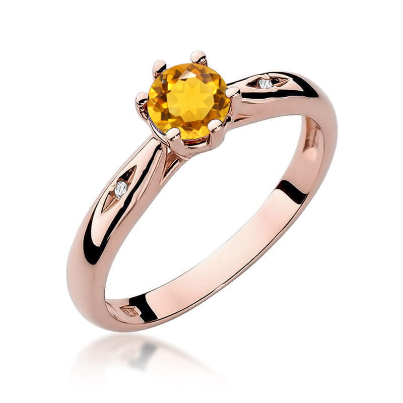 Inel Aur 14K cu Citrin 0.50 ct si Diamante Naturale 0.01 ct, imaginea 8 din 11