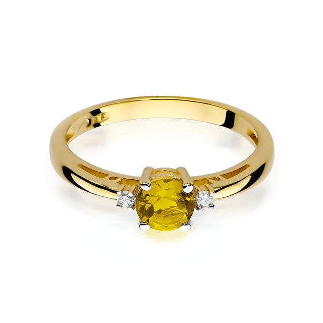 Inel Aur 14K cu Citrin 0.50 ct si Diamante Naturale 0.03 ct, imaginea 2 din 11