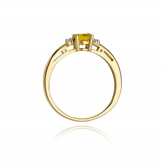 Inel Aur 14K cu Citrin 0.50 ct si Diamante Naturale 0.03 ct, imaginea 3 din 11