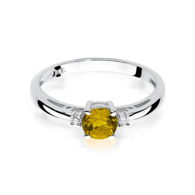 Inel Aur 14K cu Citrin 0.50 ct si Diamante Naturale 0.03 ct, imaginea 5 din 11
