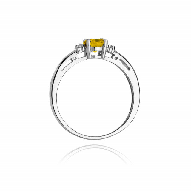 Inel Aur 14K cu Citrin 0.50 ct si Diamante Naturale 0.03 ct, imaginea 6 din 11