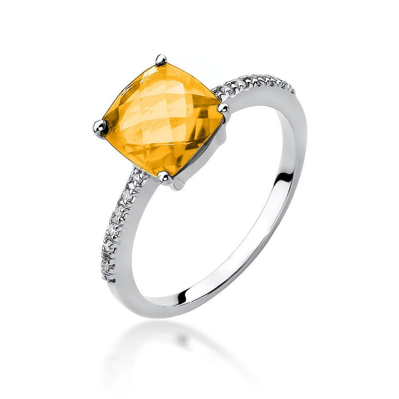 Inel Aur 14K cu Citrin 2.00 ct si Diamante Naturale 0.07 ct, imaginea 4 din 9