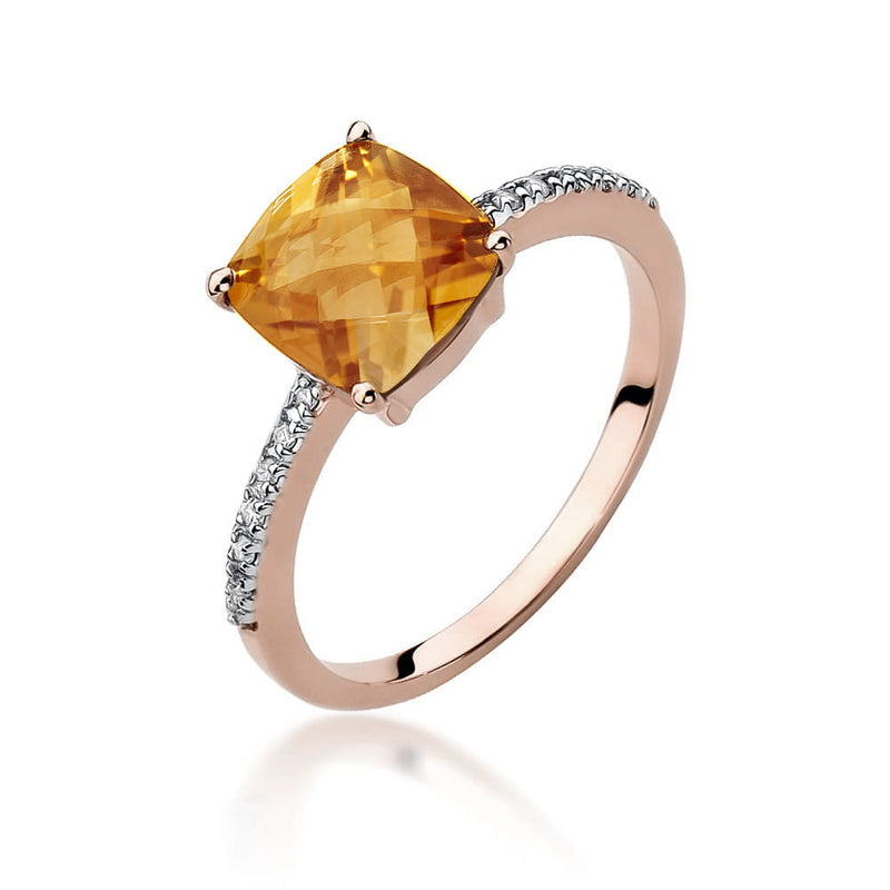 Inel Aur 14K cu Citrin 2.00 ct si Diamante Naturale 0.07 ct, imaginea 7 din 9