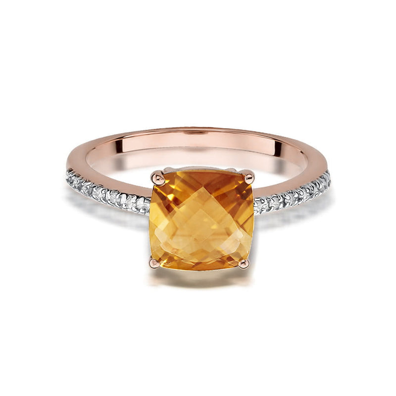 Inel Aur 14K cu Citrin 2.00 ct si Diamante Naturale 0.07 ct, imaginea 8 din 9