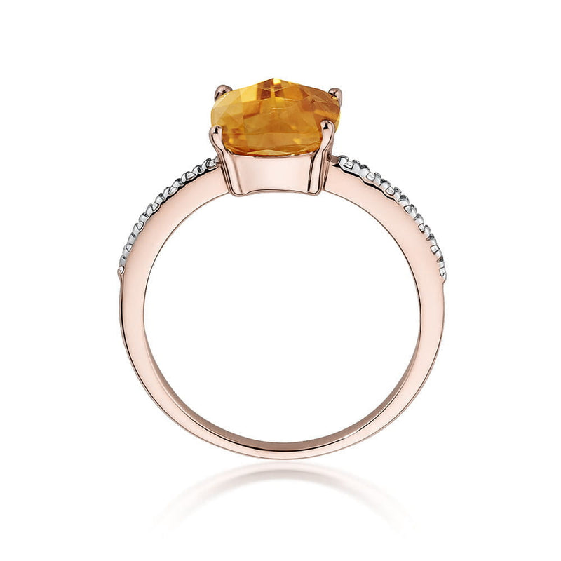 Inel Aur 14K cu Citrin 2.00 ct si Diamante Naturale 0.07 ct, imaginea 9 din 9