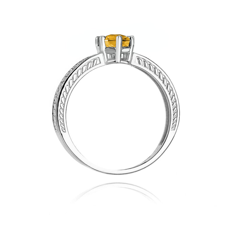 Inel Aur 14K cu Citrin 0.50 ct si Diamante Naturale 0.08 ct, imaginea 6 din 11