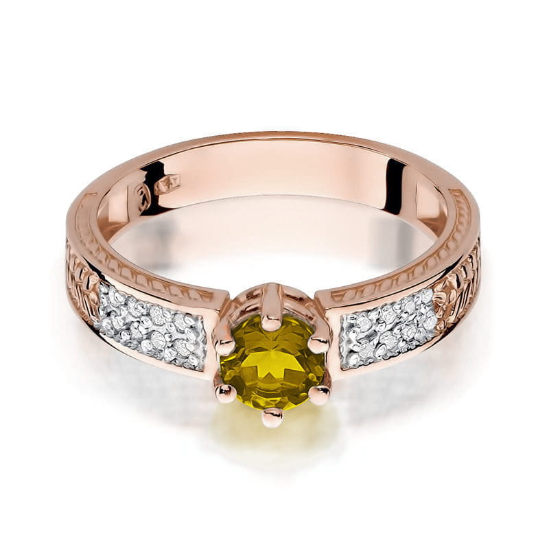 Inel Aur 14K cu Citrin 0.50 ct si Diamante Naturale 0.08 ct, imaginea 9 din 11