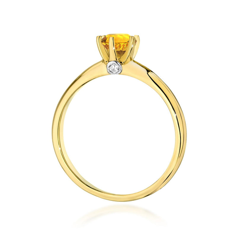 Inel Aur 14K cu Citrin 0.50 ct si Diamante Naturale 0.04 ct, imaginea 3 din 11