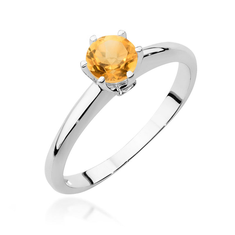 Inel Aur 14K cu Citrin 0.50 ct si Diamante Naturale 0.04 ct, imaginea 4 din 11