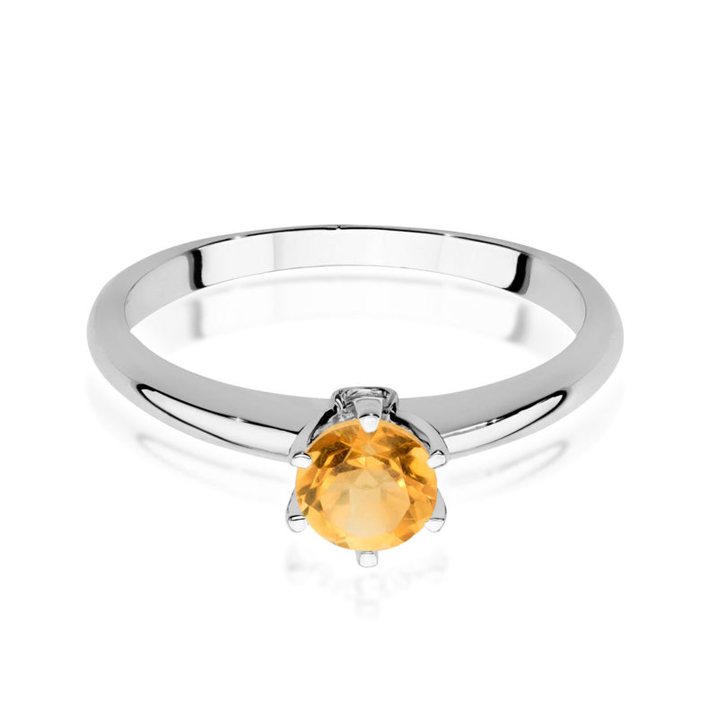 Inel Aur 14K cu Citrin 0.50 ct si Diamante Naturale 0.04 ct, imaginea 5 din 11