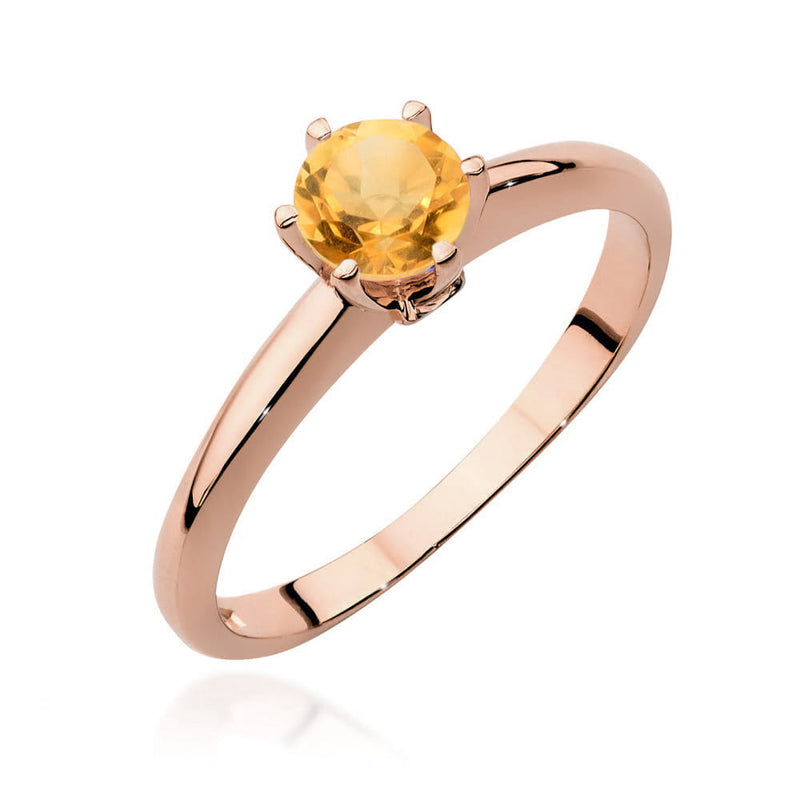 Inel Aur 14K cu Citrin 0.50 ct si Diamante Naturale 0.04 ct, imaginea 8 din 11