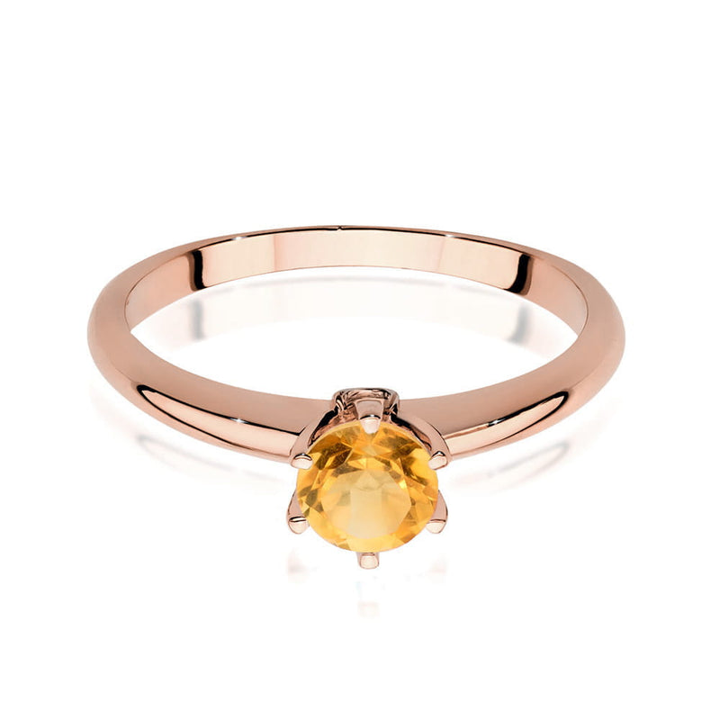 Inel Aur 14K cu Citrin 0.50 ct si Diamante Naturale 0.04 ct, imaginea 9 din 11