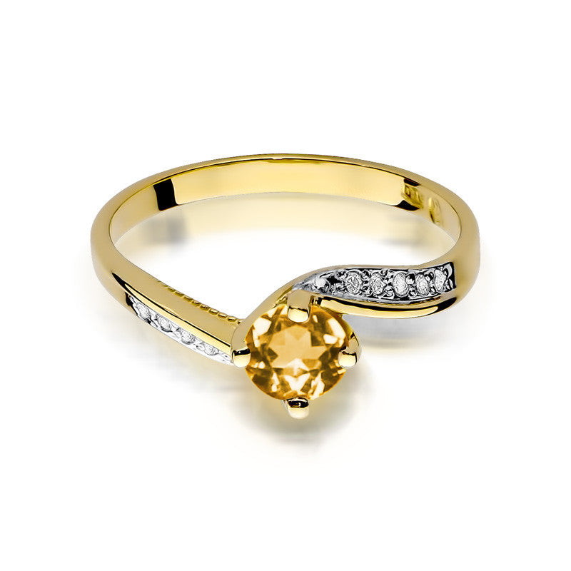 Inel Aur 14K cu Citrin 0.50 ct si Diamante Naturale 0.05 ct, imaginea 2 din 11