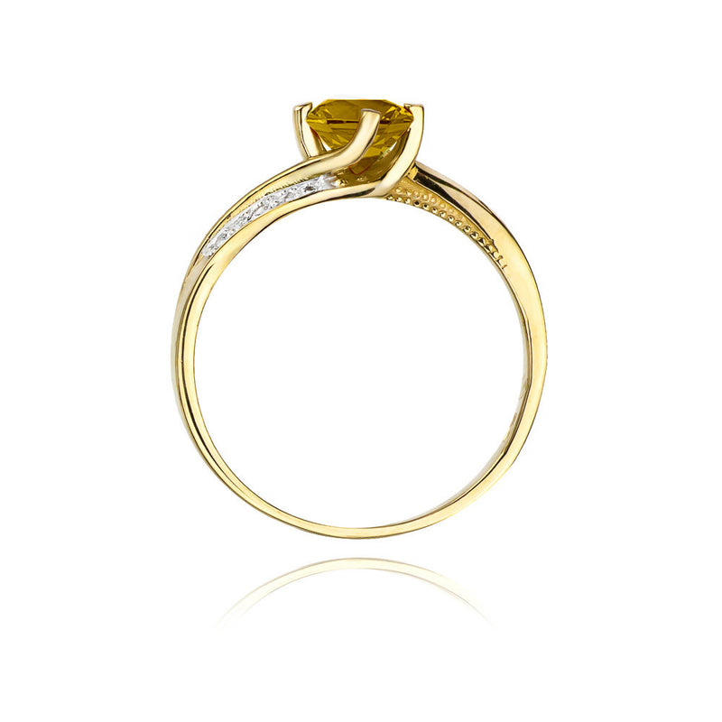 Inel Aur 14K cu Citrin 0.50 ct si Diamante Naturale 0.05 ct, imaginea 3 din 11