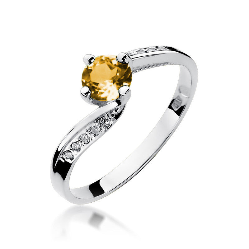 Inel Aur 14K cu Citrin 0.50 ct si Diamante Naturale 0.05 ct, imaginea 4 din 11