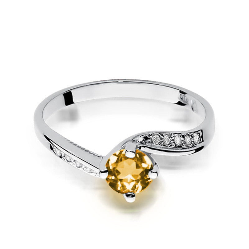 Inel Aur 14K cu Citrin 0.50 ct si Diamante Naturale 0.05 ct, imaginea 5 din 11
