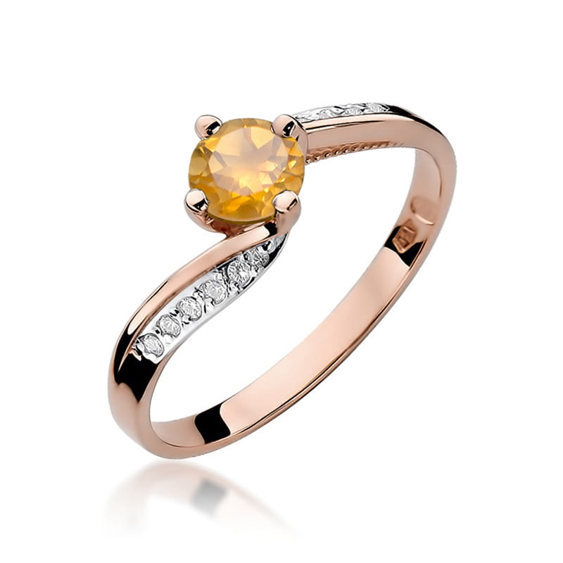 Inel Aur 14K cu Citrin 0.50 ct si Diamante Naturale 0.05 ct, imaginea 8 din 11