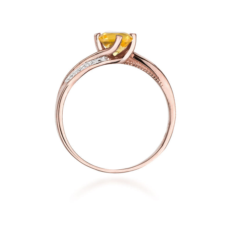 Inel Aur 14K cu Citrin 0.50 ct si Diamante Naturale 0.05 ct, imaginea 10 din 11