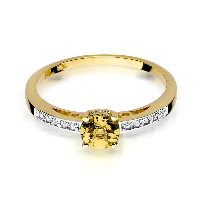 Inel Aur 14K cu Citrin 0.50 ct si Diamante Naturale 0.05 ct, imaginea 2 din 11