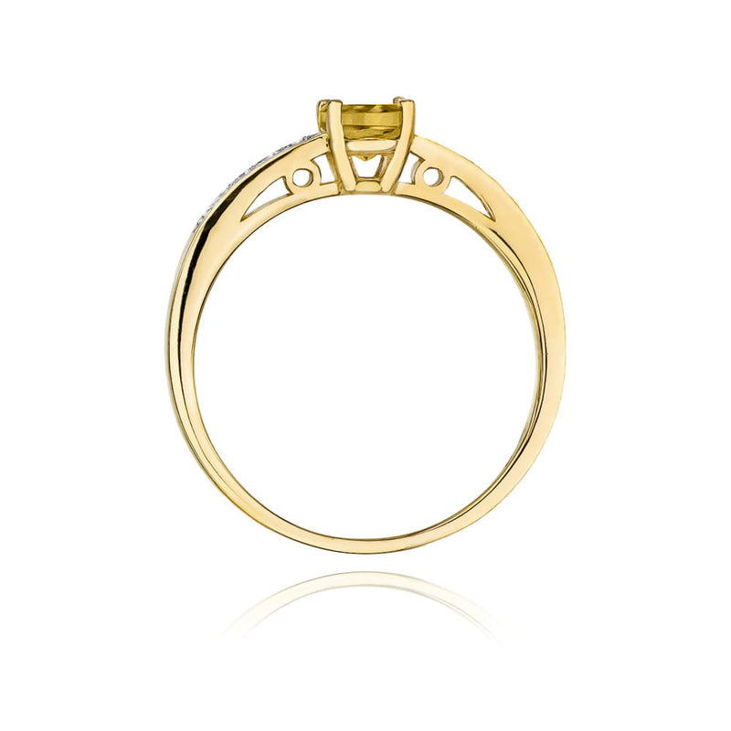 Inel Aur 14K cu Citrin 0.50 ct si Diamante Naturale 0.05 ct, imaginea 3 din 11