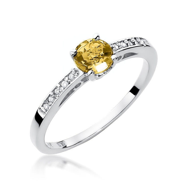 Inel Aur 14K cu Citrin 0.50 ct si Diamante Naturale 0.05 ct, imaginea 4 din 11