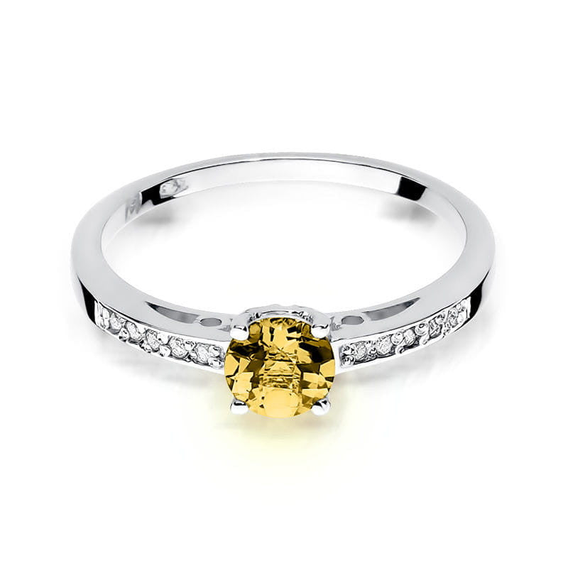 Inel Aur 14K cu Citrin 0.50 ct si Diamante Naturale 0.05 ct, imaginea 5 din 11