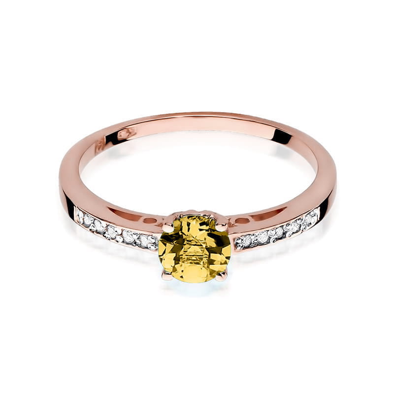Inel Aur 14K cu Citrin 0.50 ct si Diamante Naturale 0.05 ct, imaginea 9 din 11