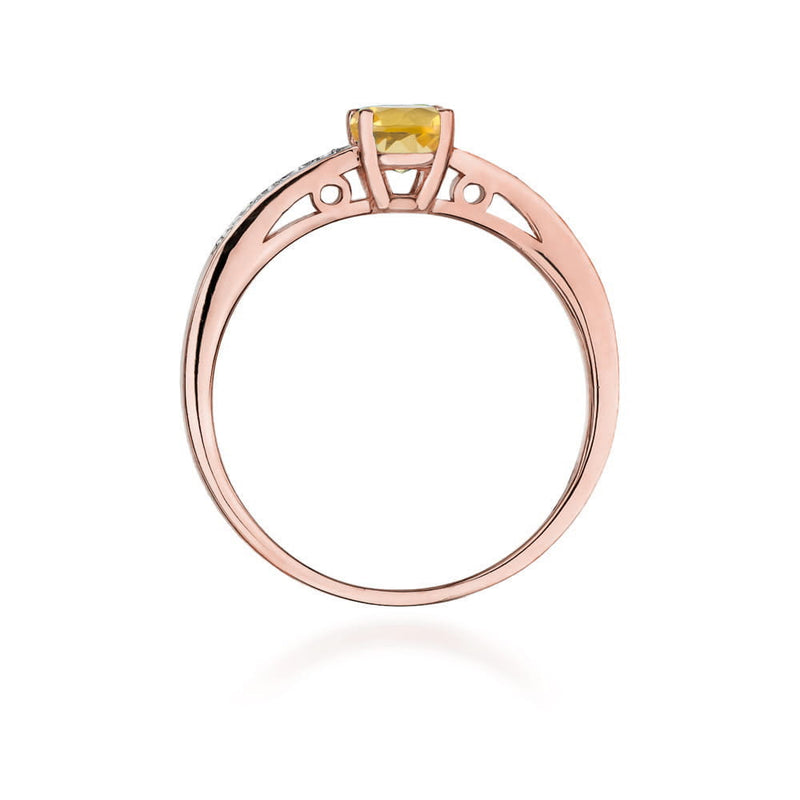 Inel Aur 14K cu Citrin 0.50 ct si Diamante Naturale 0.05 ct, imaginea 10 din 11