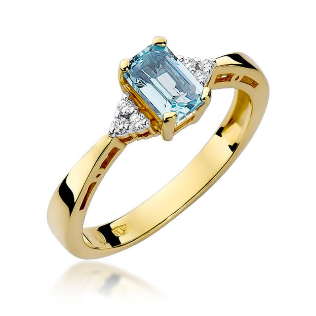 Inel Aur 14K cu Topaz Swiss 0.65 ct si Diamante Naturale 0.03 ct — Aur galben