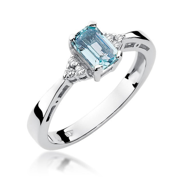 Inel Aur 14K cu Topaz Swiss 0.65 ct si Diamante Naturale 0.03 ct, imaginea 5 din 11