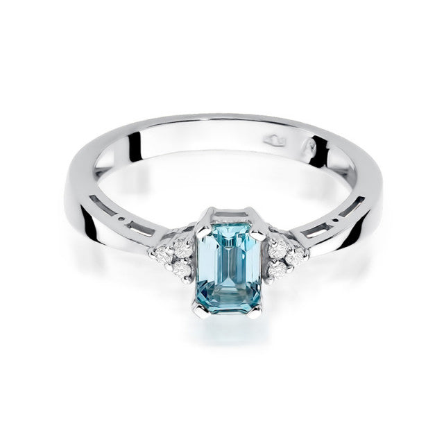 Inel Aur 14K cu Topaz Swiss 0.65 ct si Diamante Naturale 0.03 ct, imaginea 6 din 11