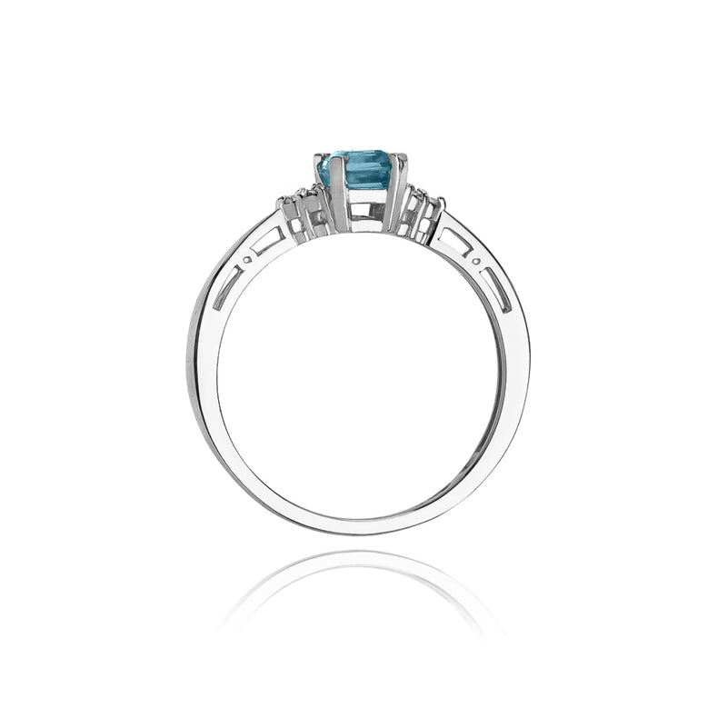 Inel Aur 14K cu Topaz Swiss 0.65 ct si Diamante Naturale 0.03 ct, imaginea 7 din 11