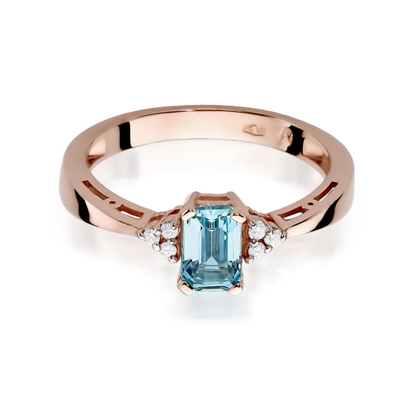 Inel Aur 14K cu Topaz Swiss 0.65 ct si Diamante Naturale 0.03 ct, imaginea 9 din 11