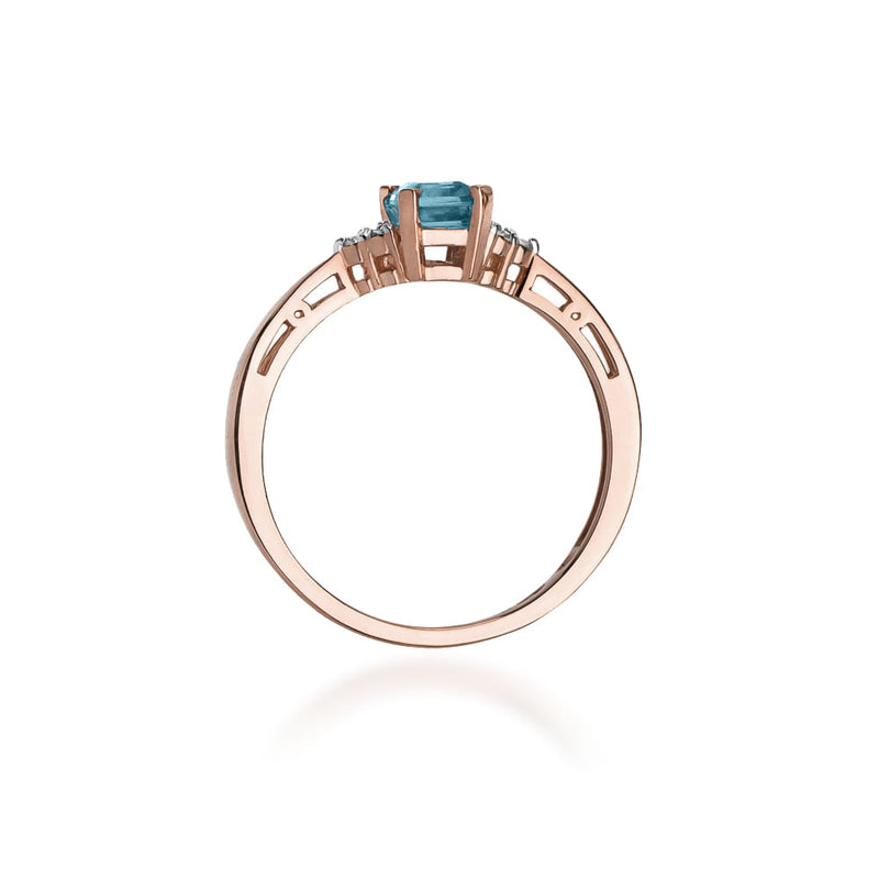 Inel Aur 14K cu Topaz Swiss 0.65 ct si Diamante Naturale 0.03 ct, imaginea 10 din 11