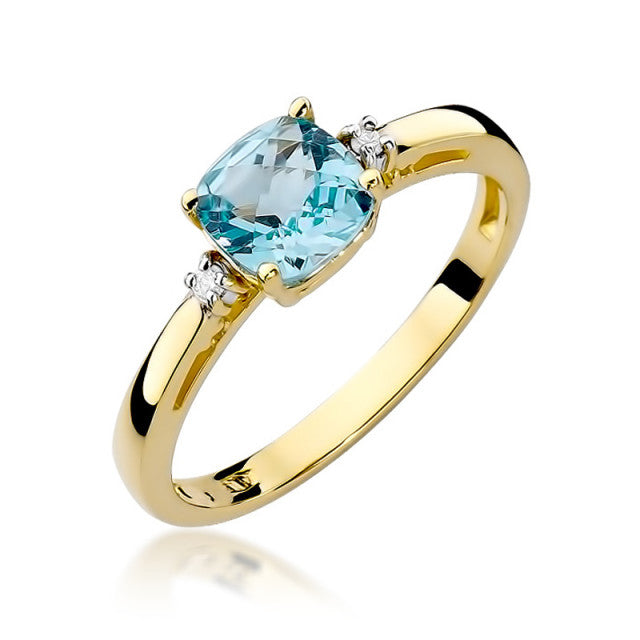Inel Aur 14K cu Topaz Swiss 1.10 ct si Diamante Naturale 0.03 ct — Aur galben