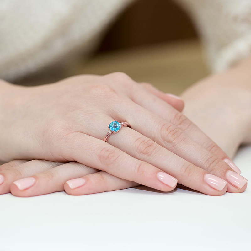 Inel Aur 14K cu Topaz Swiss 1.10 ct si Diamante Naturale 0.03 ct, imaginea 11 din 11