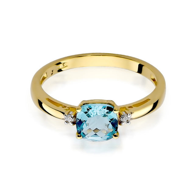 Inel Aur 14K cu Topaz Swiss 1.10 ct si Diamante Naturale 0.03 ct, imaginea 2 din 11