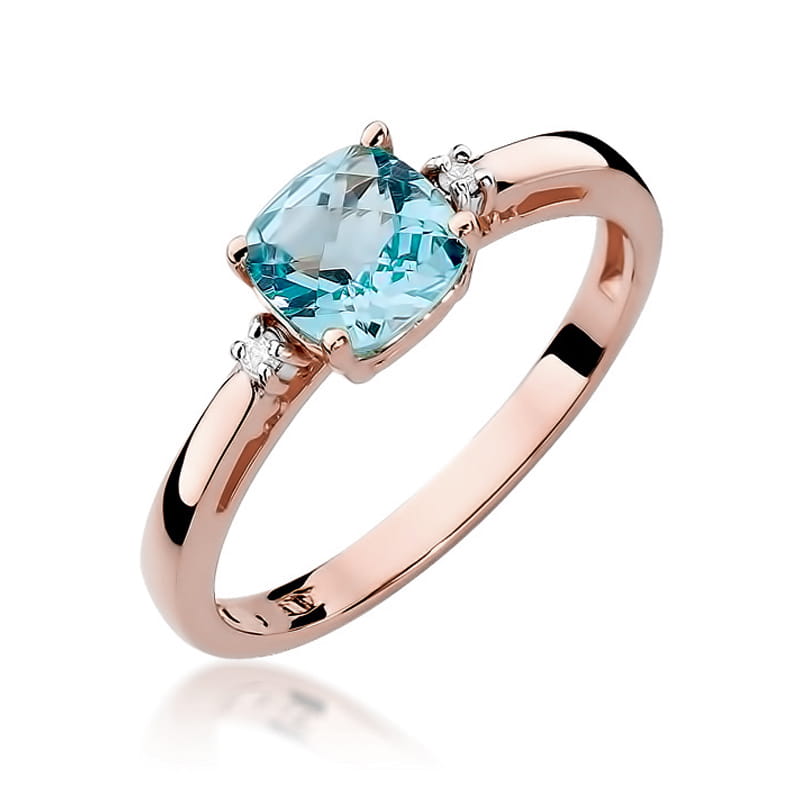 Inel Aur 14K cu Topaz Swiss 1.10 ct si Diamante Naturale 0.03 ct, imaginea 8 din 11